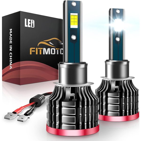 FITMOTORS H1 LED Bulbs,80W 16000 Lumens Bright,6500K Cool White LED Fog Light Halogen Replacement IP68 Waterproof, Pack of 2