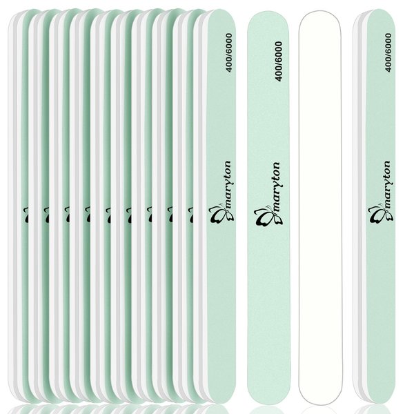 Maryton Nail Buffer and Shine Kit - 10pcs Nail Shine Buffer Blocks for Natural Nails Polisher Fingernail Buffer Buffing File 400 6000 Grit