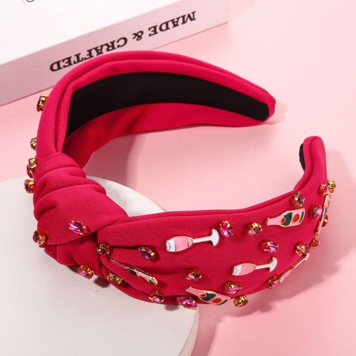YAHPERN Champagne Headband for Women Statement Wine Bottle Knotted Headband Embellished Rhinestone Crystal Headband Celebration Hair Accessories Party Jewelry Gifts (Champagne Bottle 1)