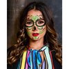 Face Jewels Festival Halloween Face Tattoos Stickers Day of the Dead Face Jewelry Rhinestones Crystals Stickers Green Red Blue Crystal DIY Temporary Tattoo for Hair Carnival Party 3PCS