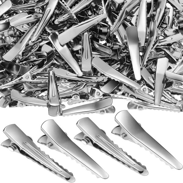 200 Pieces Silver Metal Alligator Hair Clips Alligator Hair Pins Duckbill Hair Clips Teeth Bows Hair Clips for Women Girls Hair Care Hair Accessories (30 mm/ 1.2 Inch)