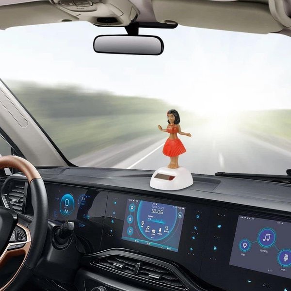 Blue Solar Powered Dancing Hula Girl Dashboard Decorations Swinging Bobbleheads Toy Collection Figurines for Auto Interior Home Decor Solar Power Kits Learning and Education