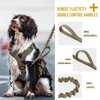 Bungee Dog Leash Tactical Dog Training Leash with 2 Control Handle Quick Release Nylon Leads Rope(Tan)