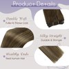 Full Shine Weft Hair Extensions Human Hair Balayage Hair Extensions Real Human Hair For Women Color Medium Brown To Honey Blonde Mix Medium Brown Human Hair Weft Extensions For Women 105G 18 Inch