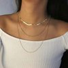 YienDoo Boho Layered Snake Chain Necklace Gold Beaded Necklace Fashion Herringbone Choker Necklace Multilayer Statement Snake Beaded Necklace Jewelry for Women and Girls