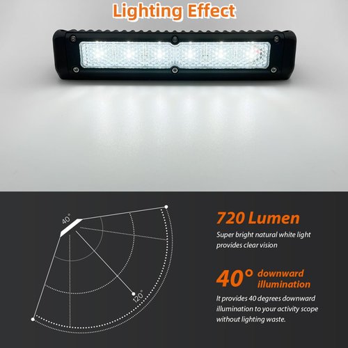 Dream lighting RV Exterior Light LED Porch Awning Light 12v 720 Lumen Black Lighting Fixture, Cool White, 7.8inch