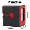 Premium PU Leather Card Deck Box with 2 Dividers 2 Dice, Card Deck Box Fits 120+ Sleeved Cards, Card Storage Box Stylish, Card Box Storage, Durable, and Versatile Card Storage Solution (Black＆Red)