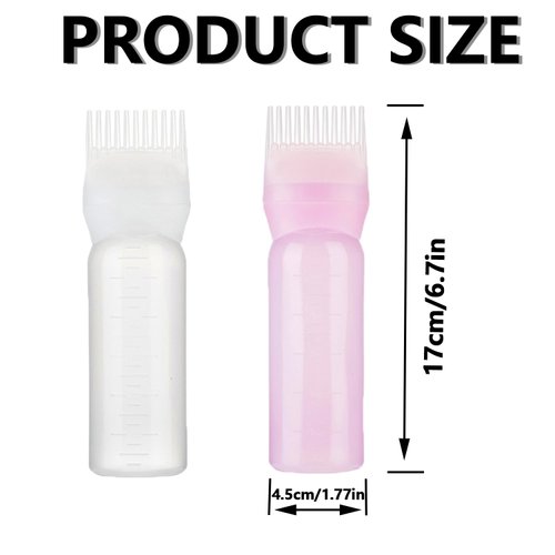 VIRHWOEA 2Pcs Root Comb Applicator Bottle, 6 OZ Hair Oil Applicator Bottle for Hair Dye Scalp, Hair Oil Dispenser Bottle Comb with Graduated Scale Portable Hair Oiling Bottle