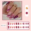 Vezocim Purple Press on Nails Square 24Pcs Glossy Full Cover Medium Acrylic Square False Nails with Gold Foils Designs Artificial Coffin Reusable Fake Nails Glue ons Fingernails for Women Girls