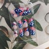 4th of July Press on Nails Short Square Fake Nails, Independence Day Acrylic Nails American Flag Element Star Stripe Glitter Design 4th of July Nail Art Decor, False Nails Stick on Nails Kit 24pcs