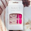 LPOODDNU Valentines Press on Nails Medium Length Fake Nails Cute Heart Glue on Nails Valentine’s Day Nail Art Decorations Square Shape Pink Stick on Nails for Women Finger Manicure, 24Pcs