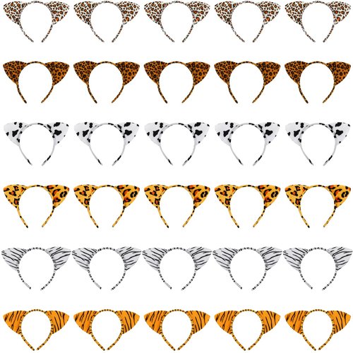 Kigeli 30 Pcs Animal Ears Headband for Kids Jungle Woodland Safari Zoo Headbands Birthday Halloween Party Favors (Jungle Animal)