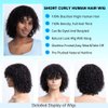 Mjiokii Bob Wigs Human Hair 180% Density Glueless Jerry Curly Short Bob Wig Human Hair None Lace Front Wigs With Bangs Machine Made Bob Wigs Human Hair 12 inch Black Wig