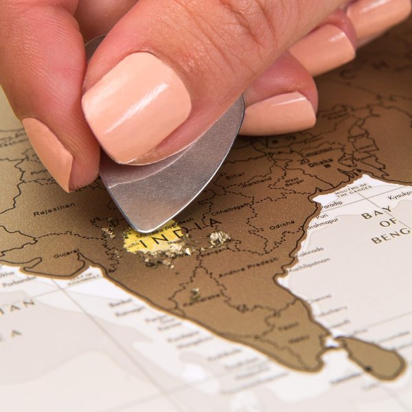 Detailed Scratch Off World Map with Push Pins - 24 x 35 in - Thousands of Cities Marked - Made in Ukraine by 1DEA.me