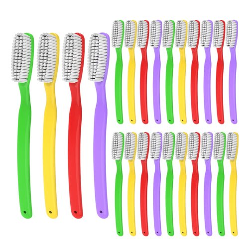 Clypolly Hard & Firm Toothbrush Stiff Bristle Brush for Smokers Oral Care Teeth Whitening Cleaning for Adult Travel Pack of 24