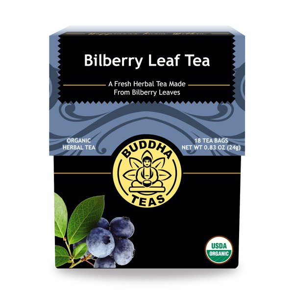 Buddha Teas Organic Bilberry Leaf Tea - OU Kosher, USDA Organic, CCOF Organic, 18 Bleach-Free Tea Bags