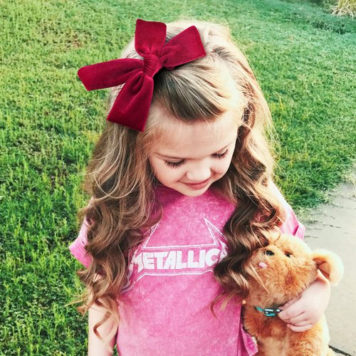 CEELGON 2PCS 5" Big Velvet Bows for Girls Dark Red Hair Bows for Toddler Girls Hair Clips Hair Accessories For Little Girl Pigtail Bows