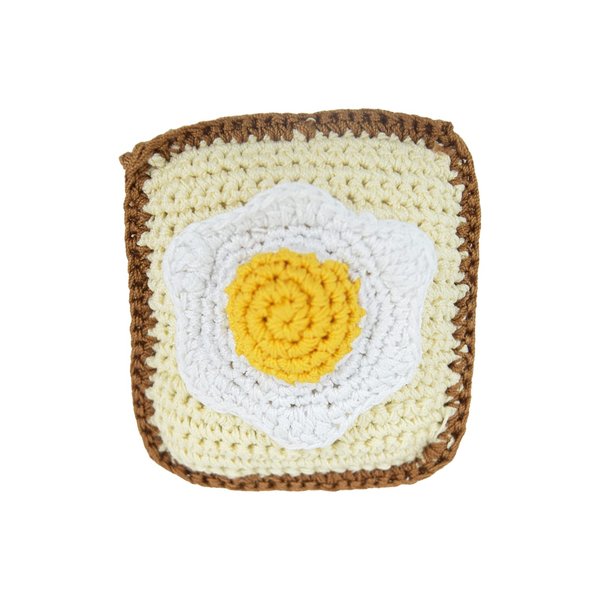 DOGO Pet Fashions Dog Teeth Cleaning Cotton Crochet Squeaky Dog Toy for Small Dog - Toast & Egg