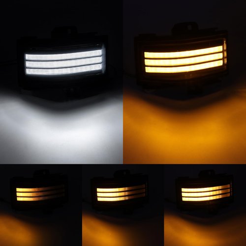 Aexploer Side Tow Mirror Turn Signal LED Lights Compatible with F150 F250 F350 F450 2015-2022 White Daytime Running &Yellow Dynmaic Sequential Blink Turn Marker Lamp (Clear Len)