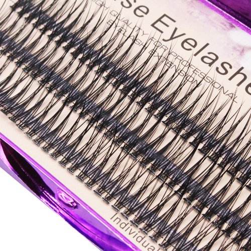 Bodermincer 120pcs 0.10mm Thickness Handmade Fish Tail False Lahses Thick Natural Long Black Individual False Eyelashes Fake Eye Lashes Extensions Makeup Tool (14mm)