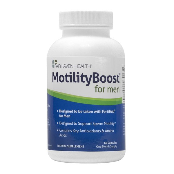 Fairhaven Health MotilityBoost for Men | Prenatal Male Fertility Supplement for Motility Strength | Pre-conception for Him includes L-Carnitine, Vitamin B12, B6, CoQ10 and Quercetin | 60 Capsules