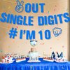 Ushinemi Glitter 10th Birthday Decorations, Peace Out Single Digits I’m 10 Double Digits Birthday Party Supplies for Boys, Blue Happy 10th Birthday Banner