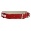 Nubuck Leather Braided Dog Collar, Red 23"x1" Wide. Fits 17"-21" Neck Size, Padded
