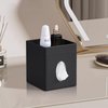 Cretkhp Tissue Box Cover, PU Leather Square Tissue Box Holder with Storage Tray for Bathroom Vanity Countertop Night Stands Bedroom Office Desk, Stylish Tissue Holder Decorative Organizer (Black)