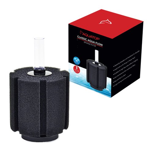 Aquatop Internal Sponge Filter for Aquariums - Up to 60 Gallon Tanks, Works with Air Pumps or Powerheads, CAF-60