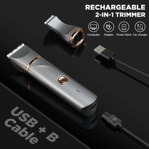 Body Hair Trimmer for Men Electric Body Shaver for Back Chest Armpit Legs Pubic Hair, USB Rechargeable, Replaceable Snap-in Ceramic Blades, IP7X Waterproof for Wet and Dry Use