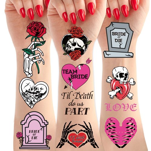 Bride or Die Bachelorette Temporary Tattoos - Gameza 240+ Bachelorette Party Favors Till Death Do Us Party Bachelorette Decorations Supplies Bachelorette Tattoos Temporary Bridal Shower Supplies