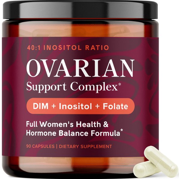 Ovarian Support for Hormone Balance for Women | Healthy Ovulation, Menstrual Cycle & Reproductive Health Support | DIM Supplement with Myo-Inositol & D-Chiro Inositol & Folate Complex | 30 Day Supply
