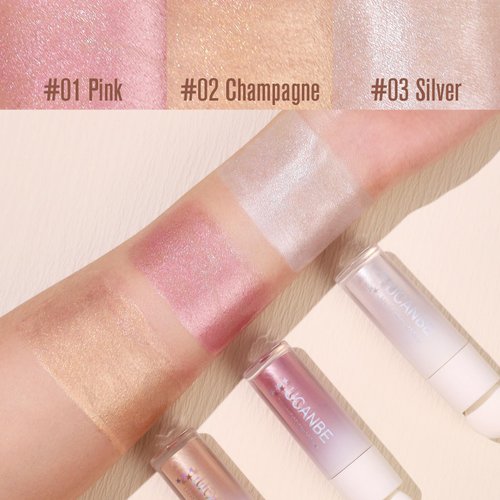 UCANBEMAKEUP 3-Pack Liquid Face Highlighter Makeup Set - Multifunctional Luminous Glow, Natural Radiance Sparkly Glitter Body Shimmer Liquid Luminizer Sticks - Suitable for Face, Eyes, Lips, and More