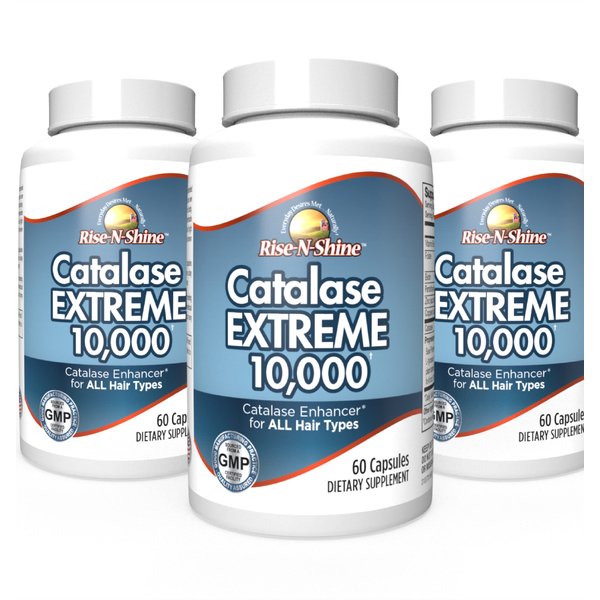 RISE-N-SHINE Catalase Extreme Supplement 10,000 - Supplement with Saw Palmetto, Biotin, Fo-Ti, PABA - Hair Supplements for Strong Hair Support- 180 Capsules - Pack of 3 (90-Day Supply)