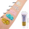 BowJian Gold Body Glitter Singer Concerts Gold Face Glitter Festival Rave Accessories Glitter Eyeshadow Gold Face Paint Gold Hair Glitter Gel Chunky Glitter Makeup Gold Glitter for Eye Lip Hair Nails