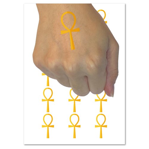 Coptic Cross Ankh Egyptian Hieroglyphic Temporary Tattoo Water Resistant Fake Body Art Set Collection - 15 2" Tattoos (1 Sheet)