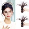 2PCS Messy Bun Hair Piece Claw Clip in Hair Bun Hair Piece Claw Clip in Straight Hair Half Bun Ponytail Extension Chicken Feather Shuttlecock Head Fountain High Ponytail for Women Girls (Dark Brown)