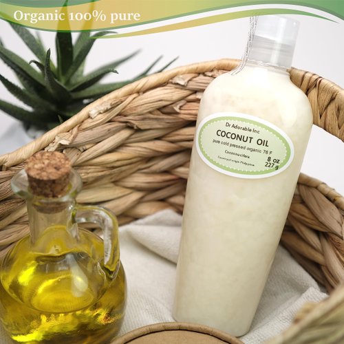 Dr Adorable - 8 oz - Coconut Oil 76 Degree - 100% Pure Natural Organic Cold Pressed