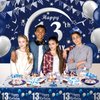 Navy Blue 13th Birthday Decorations for Boys and Girls, Happy 13th Birthday Backdrop, Tablecloth, Balloons Garland Arch Kit - 13th Birthday Banner Party Supplies Bday Decor for Sweet 13 Year Old Teen