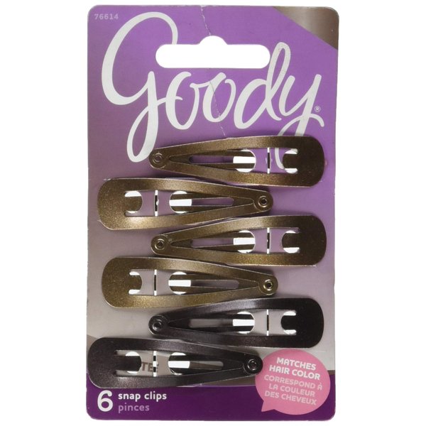 Goody Snap Hair Clips, Brunette, 6-count(1942446)