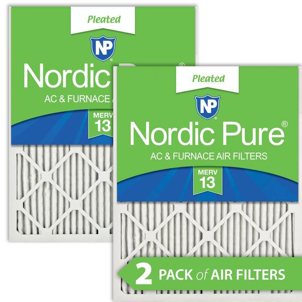 Nordic Pure 14x20x1 (13 1/2 x 19 1/2 x 3/4) Pleated MERV 13 Air Filters 2 Pack