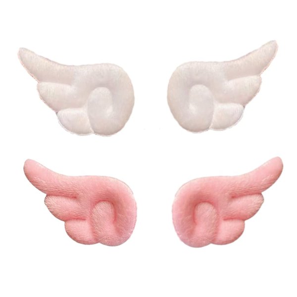 ZHOUMEIWENSP 2 Pairs Angel wings Hair Clips Cute Adorable Hair Barrettes Non Slip Hair Clips Plush Barrettes kawaii Accessories for Halloween Christmas Women Girls(White&Pink)