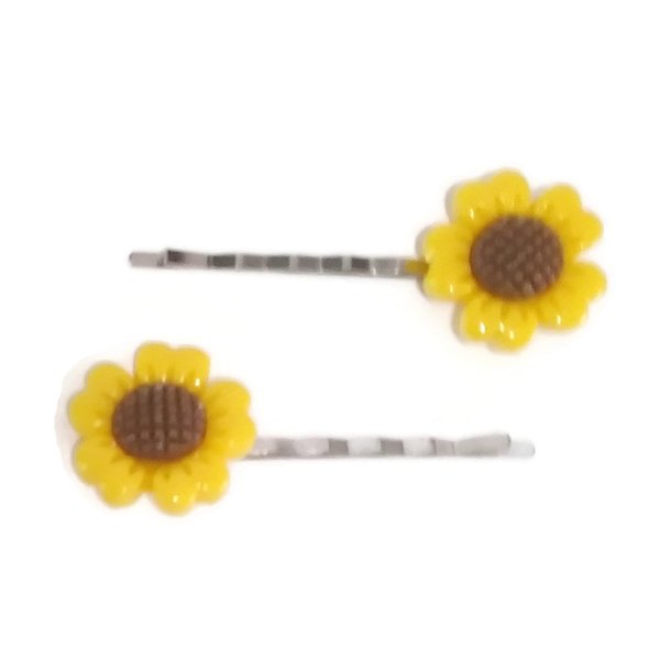 SUNFLOWER - Handmade Bobby PIn Hair clips - Set of 2