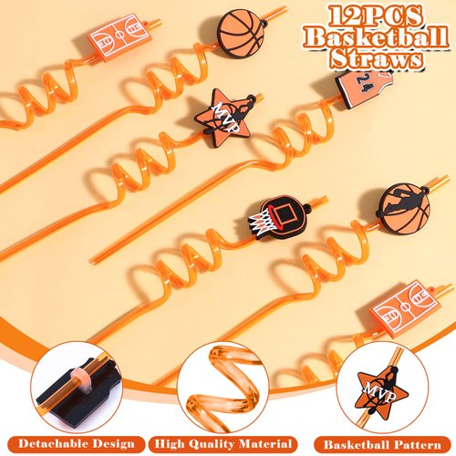 Winrayk 122Pcs Basketball Party Favors Birthday Supplies Gift Bag Straws Stress Ball Tattoo Sticker Silicone Band Basketball Gifts Toys Goodie Bag Stuffers Sports Basketball Party Supplies Decorations