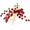BETITETO Crystal Bridal Hair Comb Wedding Gold Vine Leaf Rhinestone Hair Piece Accessories for Women Girls (Wine Red)