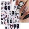 8 Sheets Halloween Nail Art Stickers Self-Adhesive 3D Gothic Nail Stickers Green Monster Skull Snake Rose Flower Design Nail Charm Scream Ghost Nail Decals for Women DIY Halloween Nail Art Decorations