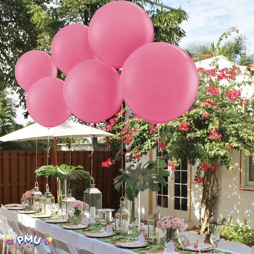 PMU Premium Latex Balloons - Jumbo Size Balloons for Birthdays, Wedding Parties, Baby Shower, Indoor & Outdoor Party Events & Decoration Supplies - Made in USA, 36 Inch Flamingo Pink, Pkg/3