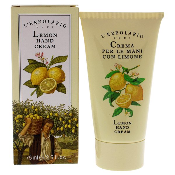 L’Erbolario Lemon Hand Cream - Dry Hands Hand Lotion with Hydrating Glycerin - Shields Skin from Dryness and Redness - Refreshing Lemon Scent - 2.5 oz