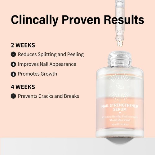 EJW Nail Strengthener Serum - Nail Growth Treatment for Thin, Weak, and Damaged Nails with Licorice Root, Jojoba Oil, and Sodium Hyaluronate (1.01 fl oz)
