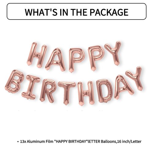 Happy Birthday Balloons Banner, 16 Inch Mylar Foil Balloon Letters Birthday Sign Banner, Birthday Balloons Kit Birthday Decorations For Kids Adults Birthday Party Favor Supplies Champagne Gold